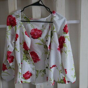 Women's White and Red Blouse